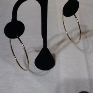 Gold tone hoop earrings pierced NWT 5cm (sku 180)